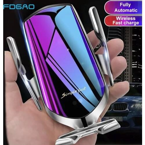 Automatic Clamping QI Wireless Car Charger Mount Infrared Sensor Fast Charging Holder For iPhone 8 X XR XS 11 12 Samsung S20 S10