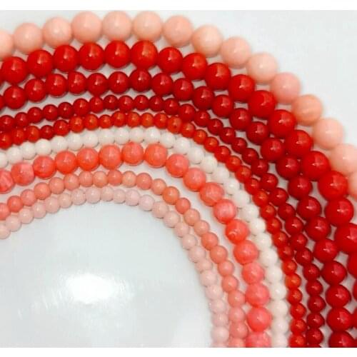Free shipping Natural Stone Beads Dark Red Coral Round Charm Loose Beads For Jewelry Making 2mm-12mm Pick Size Diy Bracelet 15"