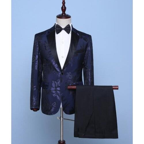 Blazer men groom suit set with pants mens wedding suits body costume singer star style dance stage clothing formal dress
