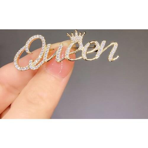 Letter brooch queen temperament suit corsage fashion lady jewelry gift