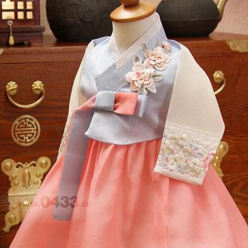 Childrens Hanbok Girls Traditional Embroidery luxury Korea