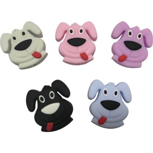 Baby Teether 5pcs Pug Dog Sticking Tongue Silicone Beads BPA Free Silicone Teether Teething Toys Tooth Nursing