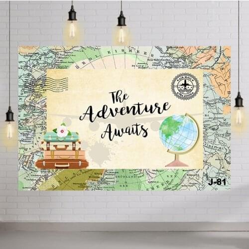 Photography Backdrop World Map Travel Baby Shower Background Birthday Party Backdrops Floral Globe Decor Photo Studio
