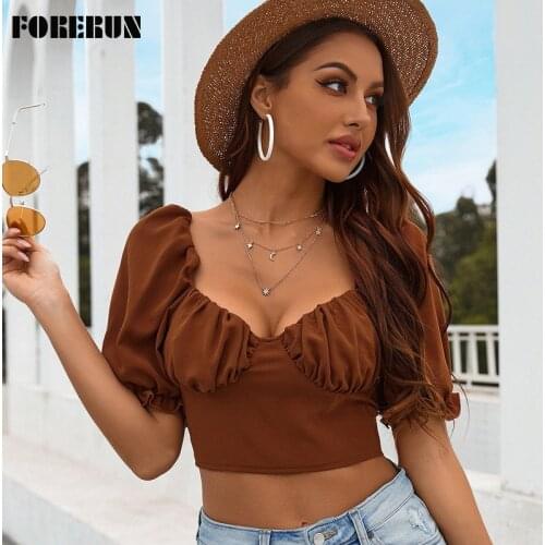 Коричневые блузки FORERUN China At AliExpress