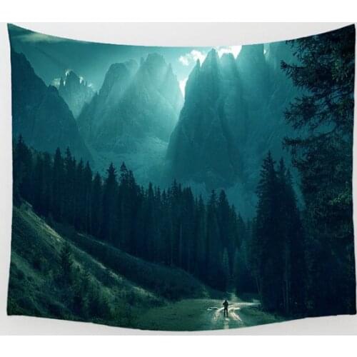 Turqouise Ray Mountainside Tapestry Wall Hanging Tapestry