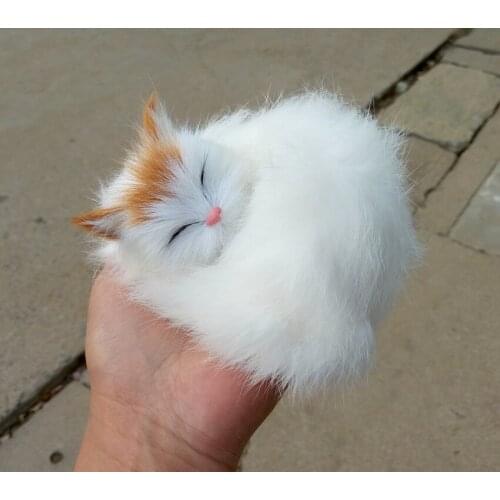 Simulation cute sleeping cat diameter10cm toy model polyethylene&furs squirrel model home decoration props ,model gift d189