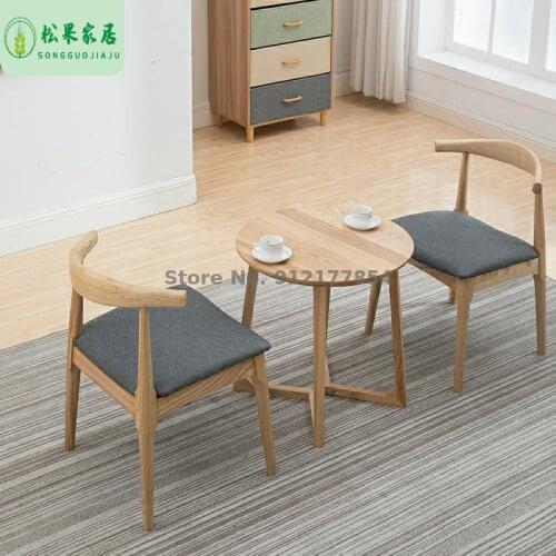 Chinese Dining Chair Solid Wood Western Restaurant Chair Nordic Coffee Shop Home Horn Chair Log Y Tea Room Backrest Dining Chair