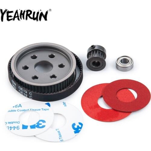 YEAHRUN RC Car Gearbox Gear Belt Drive Gear Pulley Kit for 1:10 RC Crawler Axial SCX10 3.17/5.0mm Motor Gear Upgrade Parts