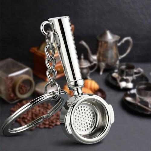 Creative Alloy Coffee Portafilter Pendant Keychain Fashion Charm Coffee Series Keyring Car Bag Key Holder Gift Hanging Crafts