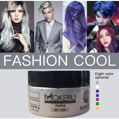 Mokeru Unisex Washable Strong Hold Hair Styling Cream Wax Yellow Gray Hair Dye Temporary Hair mud Color Cream Men Woman 100g