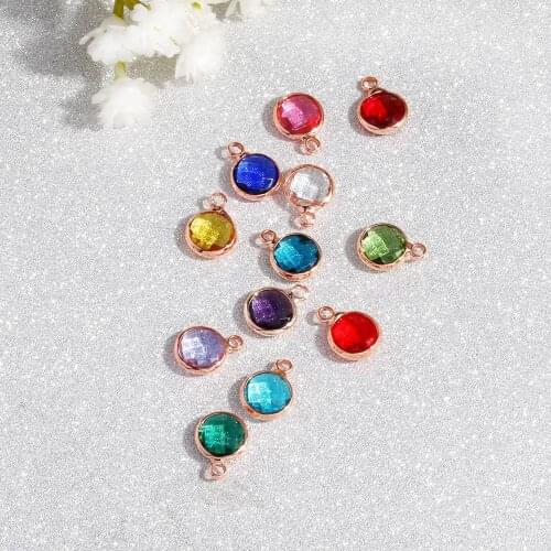 12 Months Round Glass Tiny Birthstone Charms Transparent Clear Glass For DIY Birthdays Earring Necklace Jewelry Making, 10 PCs
