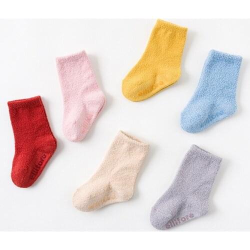 20pairs/lot Winter Coral Fleece Baby Socks Non Slip Boys Girls Floor Slipper Socks Infant Newborn Footwear