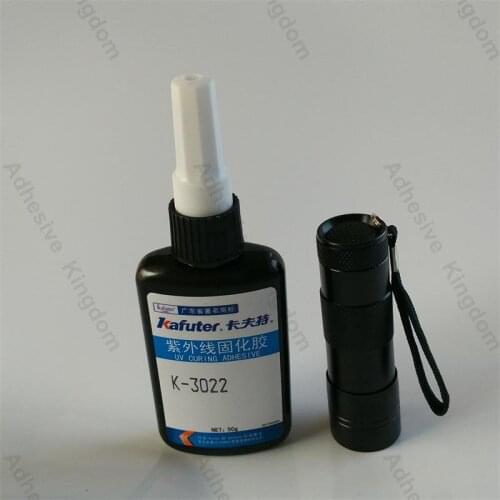 NEW 50g kafuter K-3022 UV glue +portable UV flashlight uv curing adhesive Acrylic Transparent plastic Acrylic adhesive