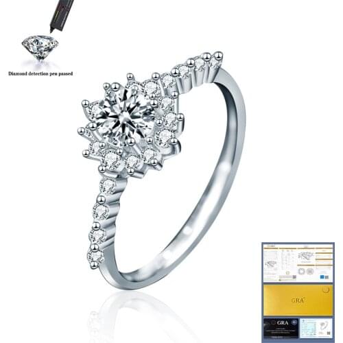 0.5 Carat D Color Moissanite Wedding Rings For Women Top Quality 18K White Gold Color 100% 925 Sterling Silver Jewelry