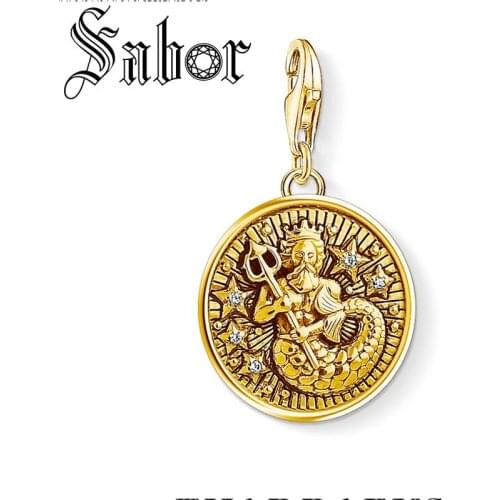 Zodiac Sign Aquarius Charm Women Men silver plated 2020 Golden DIY Pendant Fit Bracelet Charm Jewelry Star Gifts thomas