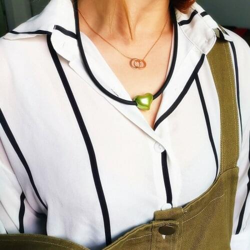 YD&YDBZ Heart Pendant Necklaces Womens Short Necklace Black Chain Rubber Soft Leather Jewelry Gothic Choker Lady Gift Wholesale