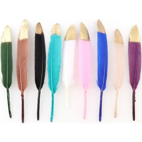 60pcs,Craft golden goose feather, Real Colorful feather for wedding party performance decoration, DIY accessories,Easter decor