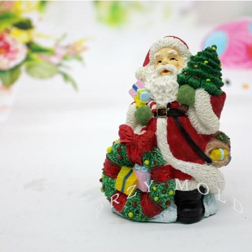 PRZY Silicone Mold Christmas 3d Santa Claus Holding The Christmas Tree Candles Mold Soap Molds Moulds Silica Gel Rubber 001