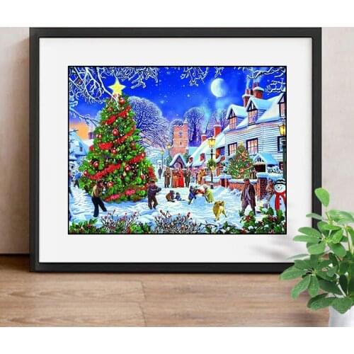 Christmas Diamond Painting Full Square Winter DIY Diamond Mosaic Landscape Picture Of Rhinestone Decor Scenery