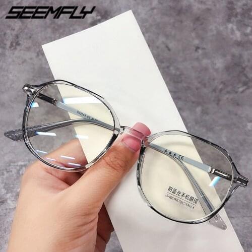 Seemfly Irregular Glasses Frame Transparent Anti Blue Light Clear Lens Eyeglasses Fashion Computer Goggle Mirror Unisex Eyewear