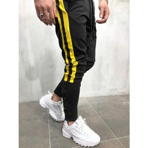 Hot Mens Sweatpants Side Stripe Hip Hop Track Pants Street Wear Skinny Jogger Sweatpants Elastic Waist Male Casual Trousers