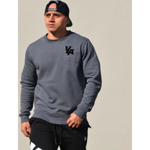Spring and autumn sports sweater mens round neck long sleeve sweat absorbing fitness clothes cotton long sleeve bottomed shirt