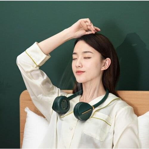 USB three-generation hanging neck fan, no curly hair, sports outing helper, simple style, USB big wind hanging neck fan