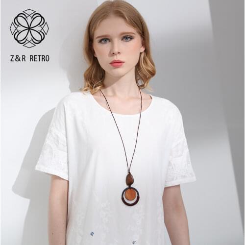 Vintage Wood Jewelry for Women Long Necklace Rope Chain Chokers necklaces & pendants Jewellery Suspension Alloy 2021 New Arrival