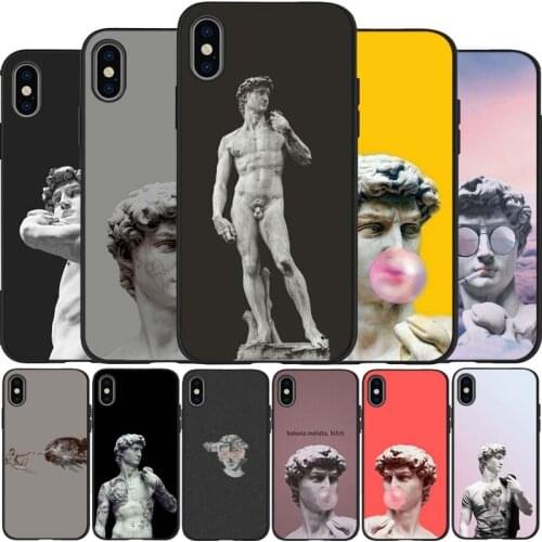 Vintage plaster statue black Silicone Phone Case For iPhone 12 XR XS Max 5 5S SE 2020 6 6S 7 8 PLUS X 11Pro Max 11 Cover