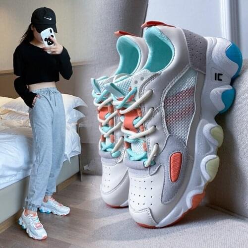 Rainbow old shoes women 2020 summer new through-net sports casual shoes female wild students running shoes Z768