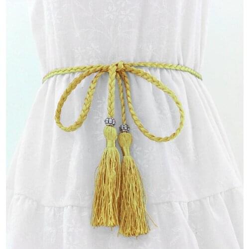 Bohemia Ethnic Braided Tassel Belt Fashion Ladies Woven Knot Rope Waist Accessories Decorated Cummerbund Chain Waistband Wa V8S6