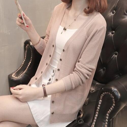 Ice silk air conditioning cardigan for womens new 2021 summer loose Korean sunscreen knitted shirt with small coat