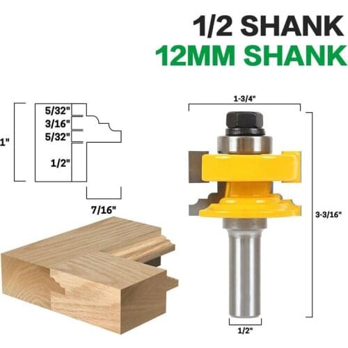 1PC 12MM 1/2 Shank Classical Reversible Rail & Stile Ogee Tenon Glass Door Router Bit Milling Cutter for Wood Woodworking