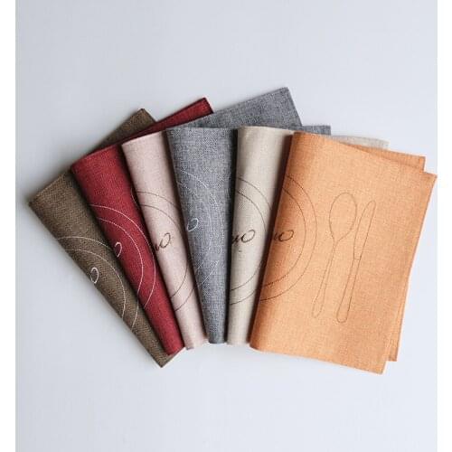 10pcs/lot Solid Color Linen Heat Insulation Kitchen Placemat for Household Hotel Waterproof Oil-proof Non-slip Dining Table Mats