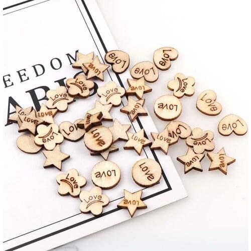 100Pcs Wooden Mix Love Heart Shapes Laser Blank Embellishments Craft Card Decor Craft Cards Wood Craft Home Decoration