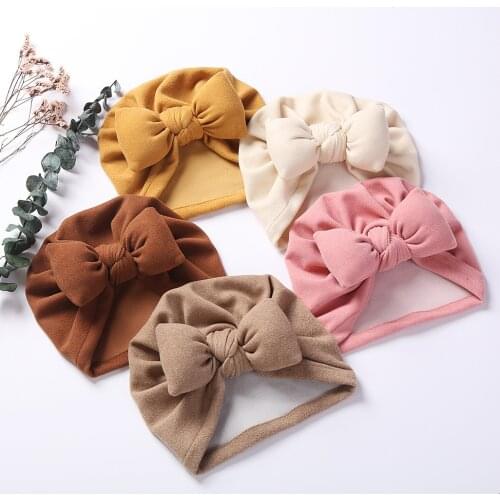 16 PCS/LOT, Soft Fabric Knot Bow Baby Turban Hat For Autumn Winter, Bowknot Beanie Caps Warm Hat , Baby Shower GIft Photo Props