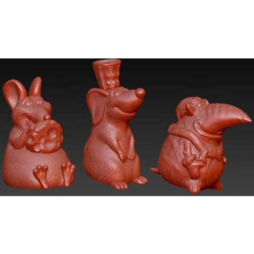 3pcs Cute mouse,Computer file,STL format file carved animal 3d model relief for 3D printing CNC router ArtCAM Aspire