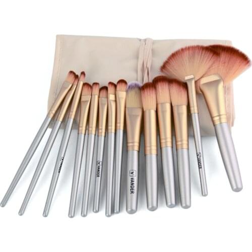 Vander Professional Soft Champagne 32pcs Makeup Brushes Set Beauty Cosmetic Real Make Up Tools Eyeshadow Blush Blending w/Bag
