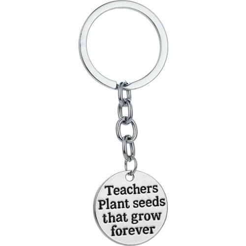 36PC Teachers Plant Seeds That Grow Forever Round Pendant Keychains Teachers Gifts Keyrings Thanksgiving Gifts Jewelry Key Ring
