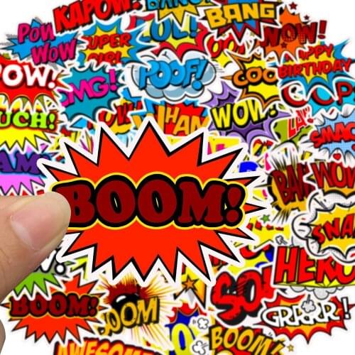 50 PCS Rock Wow Surprised Short Sentence Stickers for Car Styling Bike Motorcycle Phone Laptop Travel Luggage Cool JDM Decal