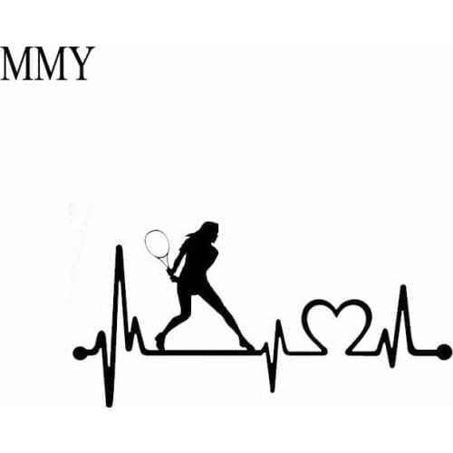 8"*4" Lady Ladies Tennis Racquet Heartbeat Lifeline Decal Sticker Gift Art Car Stickers