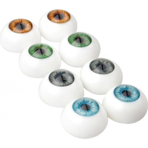 8Pcs 4 Colors Half Round Hollow Acrylic Eyes Eyeballs 16mm Doll Making Repair