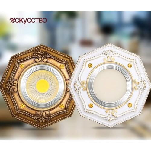 American Octagon Resin Metal 3W 5W 7W Downlight Spot Light Recessed Ceilings Decoration Hole 6~9Cm Kitchen Living Room Led Lamp