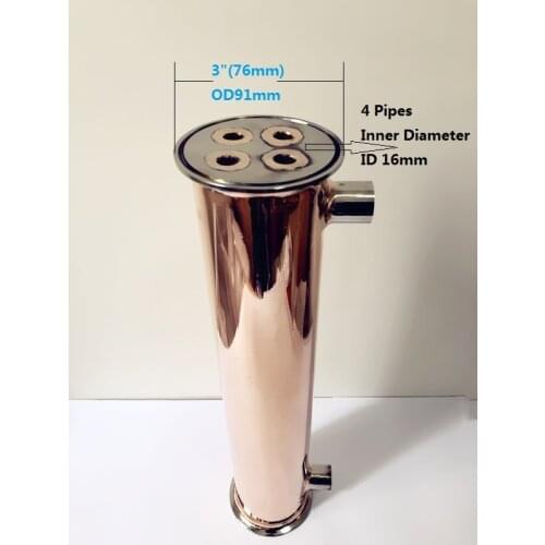Free Shipping 3"(76mm) OD91mm,Copper Condenser 400mm,4 Pipes Inside ID 16mm,Connection Internal Thread 1/2"
