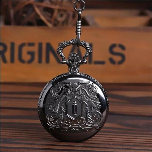 Vintage black bullet men gift Flip clock hour Good quality steam punk cowboy chain pocket watches