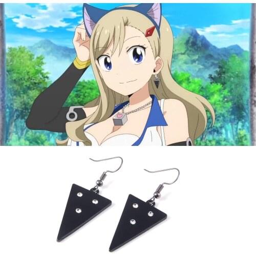 Edens Zero Rebecca Bluegarden Cosplay Black Earrings Pendant Fashion Jewelry Halloween Costume Prop