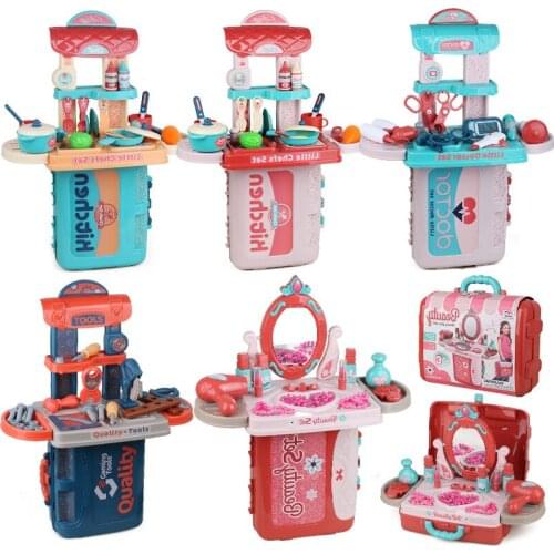 Children Toys Pretend Play For Kids Boys & Girls Miniature Kitchen Toy Doctor Set Repair Tool Set Makeup Games 4 To 6 Years Old