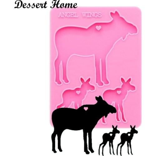 DY0127 Epoxy resin molds moose family mold for keychain pendant Jewelry Makeing Christmas deer silicone molds for resin diy