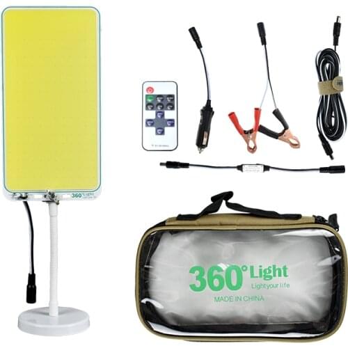 360light COB 12V outdoor remote control led camping light falshlight with magnet for Field camping Road trip Party Photographic