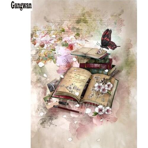 Photo custom diamond painting butterfly book Flower abstract watercolor painting 3D embroidery full drill mosaic art home decor